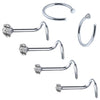 BodyJ4You 6PCS Nose Screw Stud 20G Stainless Steel Nose Hoop Ring Piercing Jewelry (0.8mm) - BodyJ4you