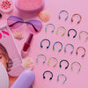 BodyJ4You 80PC Septum Nose Rings Piercing Bump Aftercare | Horseshoe BCR Captive Hoop Retainer Clicker | 16G Stainless Steel | Lip Tragus Cartilage Earring | Women Girl Body Jewelry Gift Box - BodyJ4you