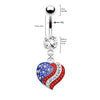 BodyJ4You Belly Button Ring American Flag Heart Patriot Day Celebration 14G Navel Banana Bar Piercing - BodyJ4you