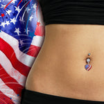 BodyJ4You Belly Button Ring American Flag Heart Patriot Day Celebration 14G Navel Banana Bar Piercing - BodyJ4you