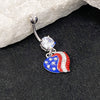 BodyJ4You Belly Button Ring American Flag Heart Patriot Day Celebration 14G Navel Banana Bar Piercing - BodyJ4you