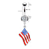 BodyJ4You Belly Button Ring American Flag Independence Day Celebration 14G Navel Banana Bar Piercing - BodyJ4you