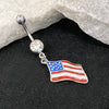 BodyJ4You Belly Button Ring American Flag Independence Day Celebration 14G Navel Banana Bar Piercing - BodyJ4you