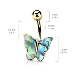 BodyJ4You Belly Button Ring Butterfly Multicolor Iridescent Green Aqua Blue 14G Navel Barbell Bar Surgical Steel Jewelry - BodyJ4you