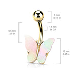 BodyJ4You Belly Button Ring Butterfly Multicolor Iridescent Pink Green Purple 14G Navel Barbell Bar Surgical Steel Jewelry - BodyJ4you