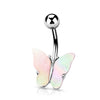 BodyJ4You Belly Button Ring Butterfly Multicolor Iridescent Pink Green Purple 14G Navel Barbell Bar Surgical Steel Jewelry - BodyJ4you