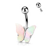 BodyJ4You Belly Button Ring Butterfly Multicolor Iridescent Pink Green Purple 14G Navel Barbell Bar Surgical Steel Jewelry - BodyJ4you