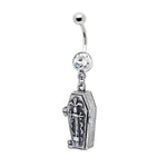 BodyJ4You Belly Button Ring Casket Coffin Skeleton Spooky Halloween 14G Surgical Steel Dangle Curved Bar - BodyJ4you