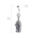 BodyJ4You Belly Button Ring Casket Coffin Skeleton Spooky Halloween 14G Surgical Steel Dangle Curved Bar - BodyJ4you