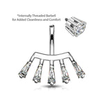 BodyJ4You Belly Button Ring Crown Set CZ Rose Goldtone Steel 14G Girl Woman Navel Body Piercing - BodyJ4you