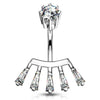 BodyJ4You Belly Button Ring Crown Set CZ Rose Goldtone Steel 14G Girl Woman Navel Body Piercing - BodyJ4you
