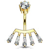 BodyJ4You Belly Button Ring Crown Set CZ Rose Goldtone Steel 14G Girl Woman Navel Body Piercing - BodyJ4you