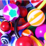 BodyJ4You Belly Rings Tongue Barbells Steel Flexible Bar 14G Acrylic Assorted Mix 25-100PC Jewelry - BodyJ4you