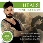 BodyJ4You Tattoo Aftercare Balm - New Tattoo Healing Cream Moisturizer - Old Tattoo Lotion Revive Inked Skin Enhancing Color - Soothing Butter Tattoo Protection Natural Vegan - Tin 2oz (56g) - BodyJ4you