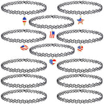 BodyJ4You Tattoo Choker Necklace 12PC Set - Stretchy Henna 90s Accessories Women Girls Kids - 4th July American Flag Indepence Day - Jewelry Gift - BodyJ4you
