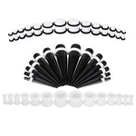 42PC Gauges Kit Ear Stretching 8G-12mm Tapers Plugs Silicone Acrylic Body Piercing Set