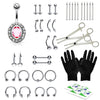 36PC PRO Piercing Kit Stainless Steel 14G 16G Belly Ring Tongue Nipple Nose Jewelry