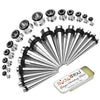 29PC Gauges Kit Ear Stretching Aftercare Balm 12G-0G Surgical Steel Tunnel Plugs Tapers