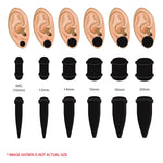 BodyJ4You 24PC Big Gauges Kit Ear Stretching 00G-20mm Black Acrylic Tapers Clear Plugs Piercing
