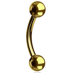 Curved Barbell Goldtone Steel 14G CR 12mm Eyebrow Tragus Nipple Daith Septum Lip - BodyJ4you