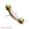 Curved Barbell Goldtone Steel 14G CR 12mm Eyebrow Tragus Nipple Daith Septum Lip - BodyJ4you