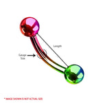 Curved Barbell Multicolor Steel 14G 16G Eyebrow Tragus Nipple Daith Septum Lip - BodyJ4you