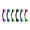 Curved Barbell Multicolor Steel 14G 16G Eyebrow Tragus Nipple Daith Septum Lip - BodyJ4you