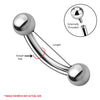 Curved Barbell Steel 00G-18G Eyebrow Tragus Nipple Daith Septum Lip Genital - BodyJ4you