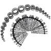 BodyJ4You 36PC Gauges Kit Ear Lobe Stretching Set | Single Flare Tunnel Plugs Expander Tapers | 14G-00G White Black Splatter Steel Body Jewelry