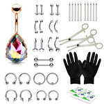 36PC PRO Piercing Kit Stainless Steel 14G 16G Belly Ring Tongue Nipple Nose Jewelry