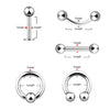 36PC Piercing Kit Stainless Steel 14G 16G Belly Ring Tongue Tragus Eyebrow Nipple Lip Nose