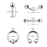 36PC Piercing Kit Stainless Steel 14G 16G Belly Ring Tongue Tragus Eyebrow Nipple Lip Nose
