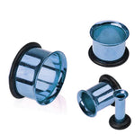 Ear Tunnel Plugs Single Flare Gauges 00G-10G Light Blue Flesh Earrings Stretching Jewelry - BodyJ4you
