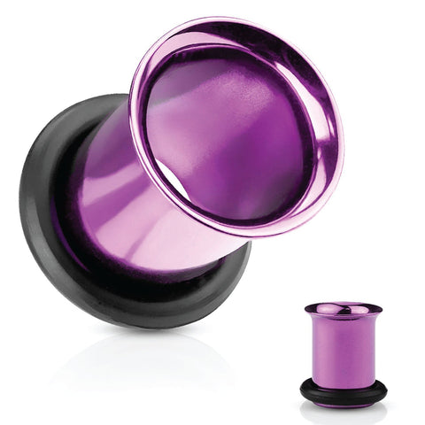Ear Tunnel Plugs Single Flare Gauges 00G-10G Purple Flesh Earrings Stretching Jewelry - BodyJ4you