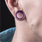 Ear Tunnel Plugs Single Flare Gauges 00G-10G Purple Flesh Earrings Stretching Jewelry - BodyJ4you