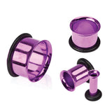 Ear Tunnel Plugs Single Flare Gauges 00G-10G Purple Flesh Earrings Stretching Jewelry - BodyJ4you