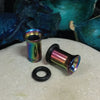Ear Tunnel Plugs Single Flare Gauges 20MM-14G Rainbow Flesh Stretching Jewelry - BodyJ4you