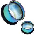 Ear Tunnel Plugs Single Flare Gauges 20MM-14G Rainbow Flesh Stretching Jewelry - BodyJ4you