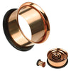 Ear Tunnel Plugs Single Flare Gauges 20MM-14G Rose Goldtone Flesh Stretching Jewelry - BodyJ4you