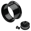 Ear Tunnel Plugs Single Flare Gauges 25MM-14G Black Flesh Earrings Stretching Jewelry - BodyJ4you