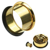 Ear Tunnel Plugs Single Flare Gauges 25MM-14G Goldtone Flesh Earrings Stretching Jewelry - BodyJ4you