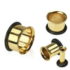 Ear Tunnel Plugs Single Flare Gauges 25MM-14G Goldtone Flesh Earrings Stretching Jewelry - BodyJ4you