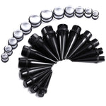 24PC Big Gauges Kit Ear Stretching 00G-20mm Multicolor Acrylic Tapers Plugs Piercing Set