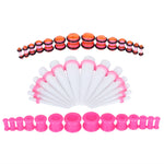 42PC Gauges Kit Ear Stretching 8G-12mm Tapers Plugs Silicone Acrylic Body Piercing Set