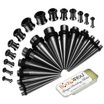 29PC Gauges Kit Ear Stretching Aftercare Balm 12G-0G Surgical Steel Tunnel Plugs Tapers