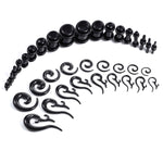 54PC Gauges Kit Ear Stretching 14G-00G Acrylic Spiral Tapers Plugs Body Piercing Set