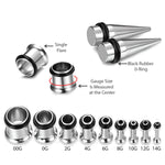 BodyJ4You 37PC Gauges Kit Ear Stretching Aftercare Balm | Single Flare Tunnel Plugs Tapers | 14G-00G White Black Splatter Steel | Natural Recovery Solution Set