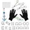 36PC PRO Piercing Kit Stainless Steel 14G 16G Belly Ring Tongue Nipple Nose Jewelry