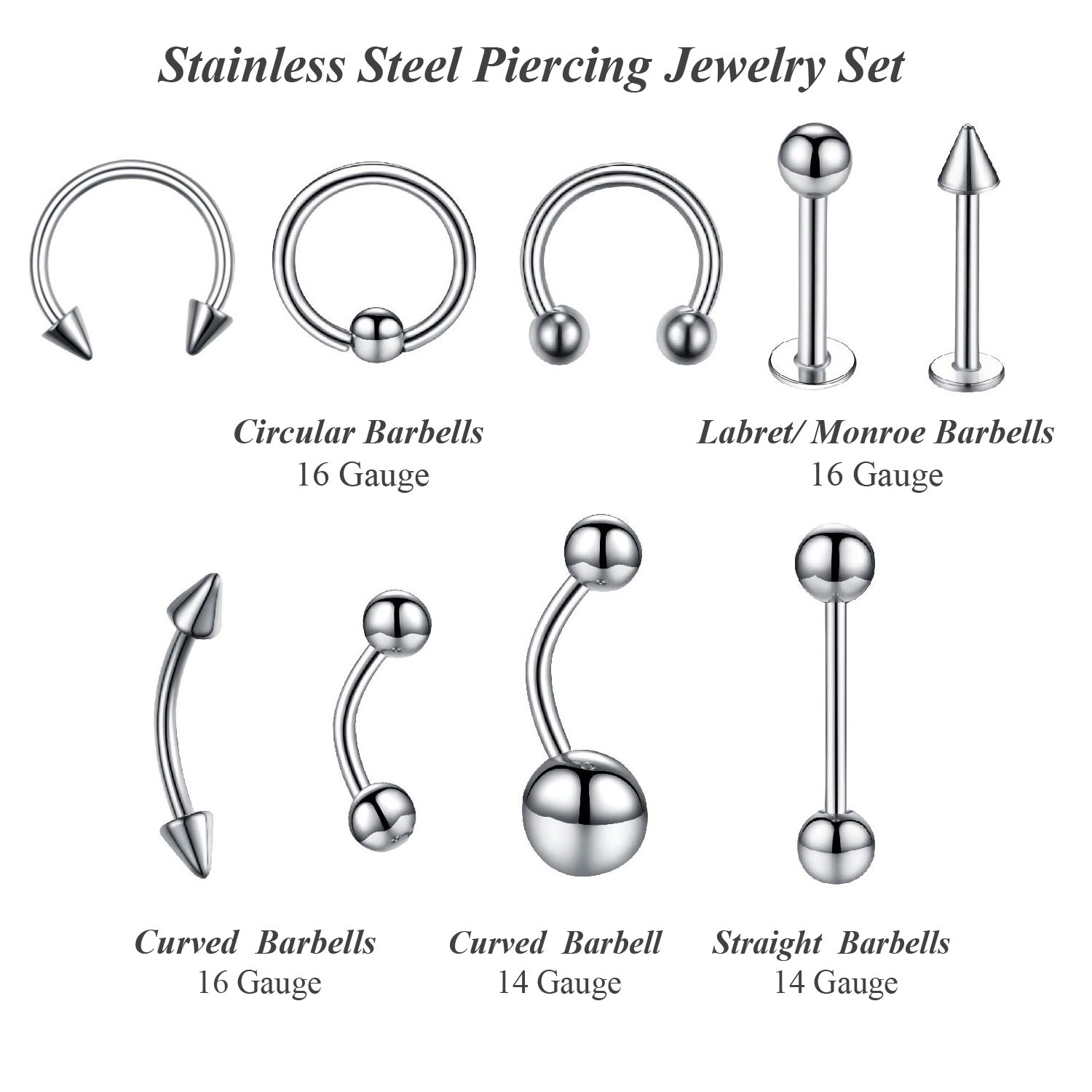 36PC PRO Body Piercing Kit (14G, 16G)