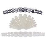 42PC Gauges Kit Ear Stretching 8G-12mm Tapers Plugs Silicone Acrylic Body Piercing Set